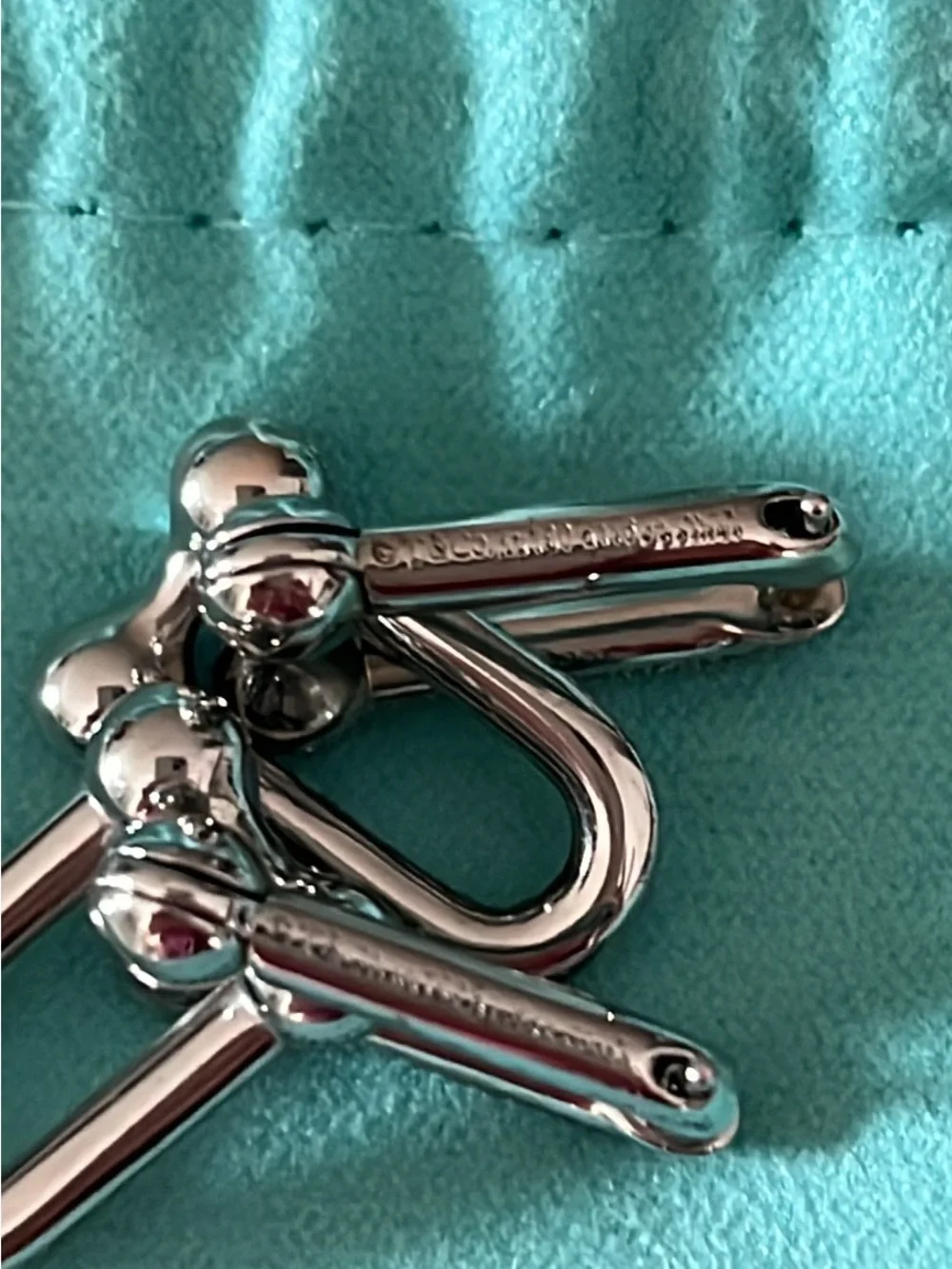 Tiffany & Co. Tiffany Blue Pouch with Silver Pavé Link Earrings